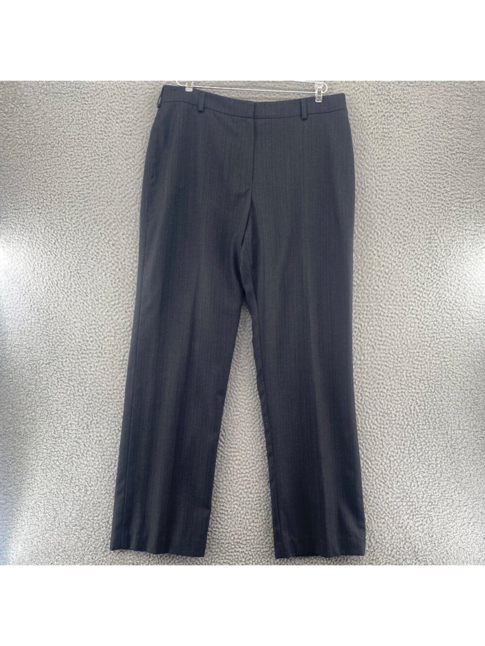 Kasper Pants Womens 12 Gray Pinstripe Pockets Straight Leg Office Career Work